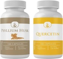 PURE ORIGINAL INGREDIENTS Psyllium Husk & Quercetin 캡슐 번들 (100 캡슐 각각), 첨가제 또는 필러 없음, 실험실 검증
