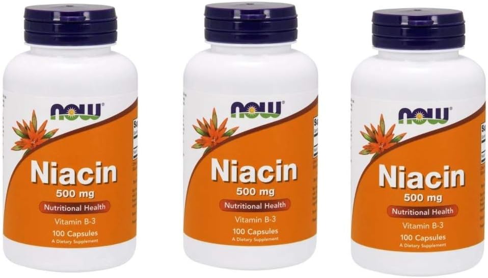 지금 음식 - Niacin 비타민 B-3 500 mg. - 100 캡슐 (다 팩)