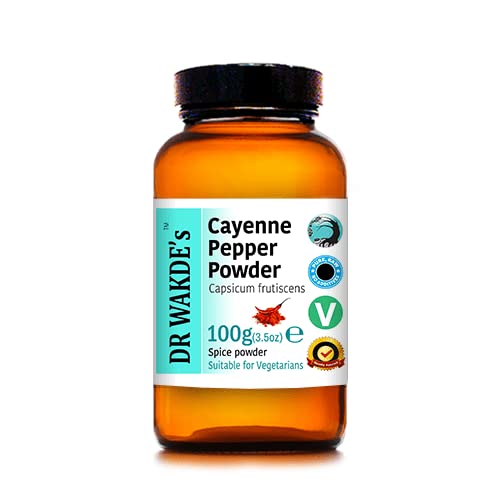 DR WAKDE's Cayenne Pepper Powder (Capsicum frutescens) - 100g (3.5oz) | 순수하고 & 건조 분말 | Ayurvedic Herb | Vegan |
