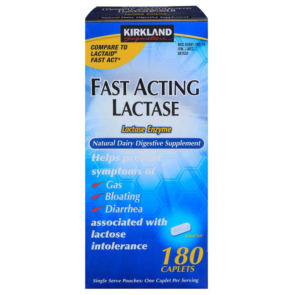Kirkland 서명 빠른 행동 Lactase 효소 180 조사