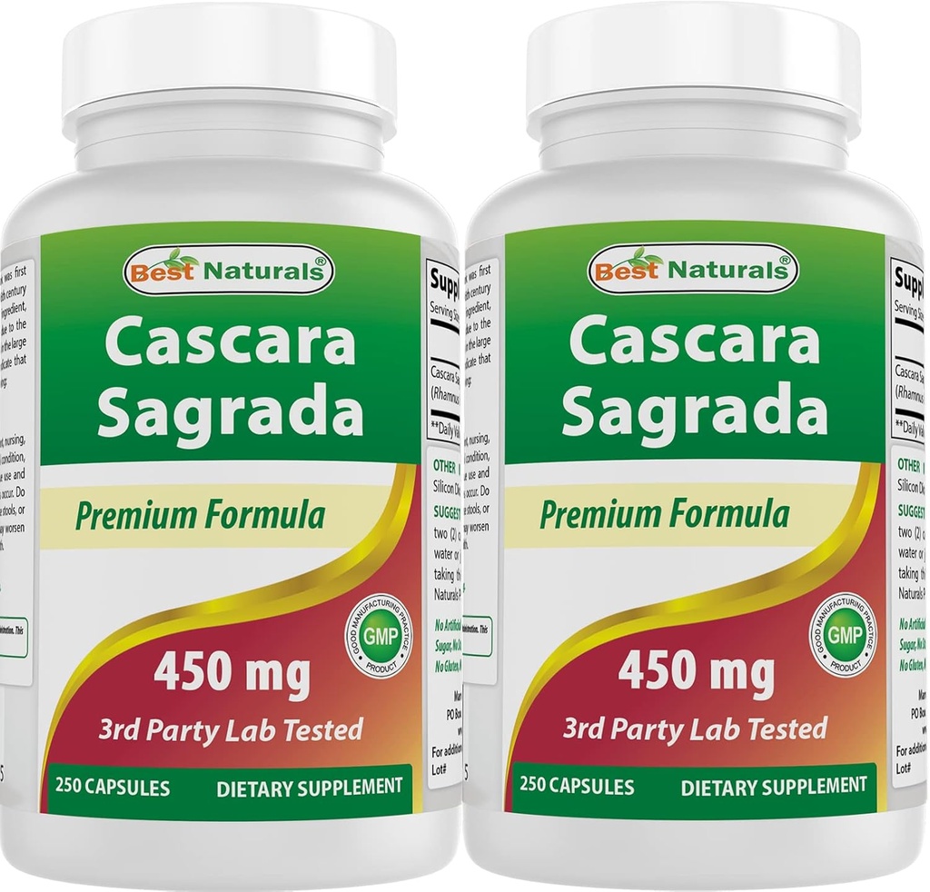 최고의 자연 Cascara Sagrada 450 mg 250 캡슐 (250 개)