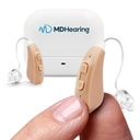 MDHearingAid AIR 보청기 (Pair), OTC 충전식, MDHearing의 크리스탈 명확한 디지털 사운드, 안경에 완벽한, 거의 보이지 않는