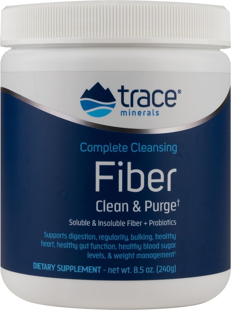 Trace Minerals Complete Cleansing Fiber - Gut 건강 지원을위한 섬유 보충 - Aid Healthy Digestion에 음료 혼합 분말 - Probiotics와 수용성 섬유 공식 - 8.5 oz (30 서빙)