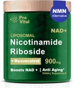 NAD 보충교재, NAD Liposomal 니코틴아미드 Riboside 900mg - NMNH 보충교재 대안 - 여분 힘 Liposomal NAD+ 노화 방지, 에너지, 초점을위한 Resveratrol 보충 교재 - 80 캡슐