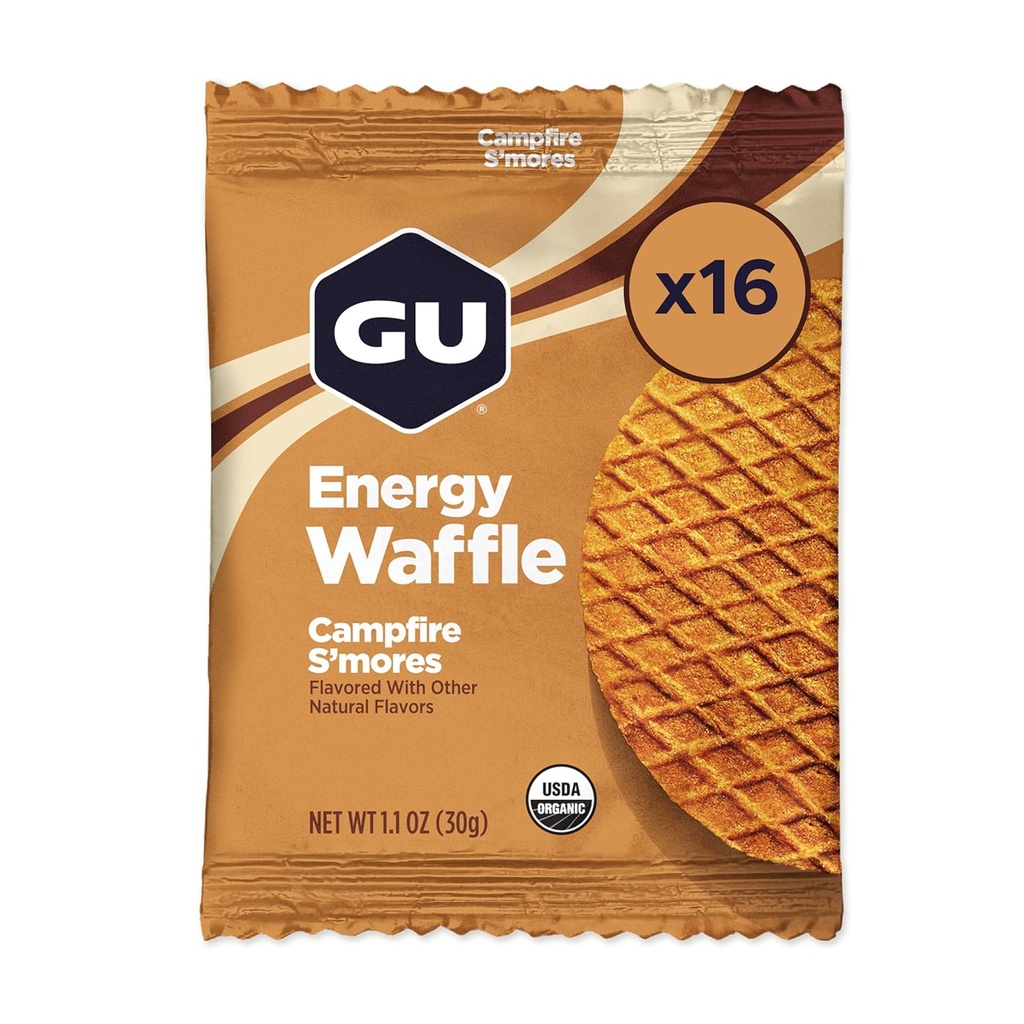 GU Energy Stroopwafel Campfire S'mores Sports Nutrition Waffle, Caffeine-Free 및 Kosher 낙농장, 어떤 운동, 16 카운트에 대한 On-the-Go Energy