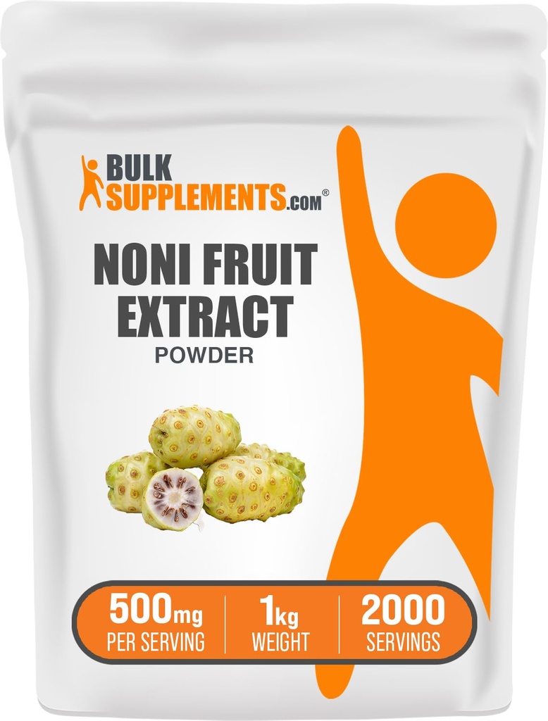BulkSupplements.com Noni 과일 추출 분말 - Noni 과일 보충, Superfood 분말 - Gluten 무료, 500mg 서빙 당, 1kg (2.2 파운드) (팩 1)