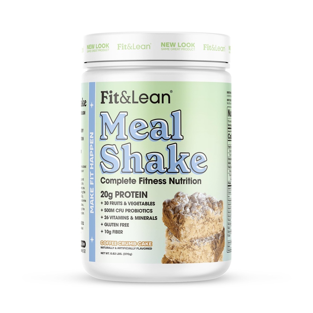 적합 & Lean 식사 Shake, 뚱뚱한 불타는 식사 보충, 단백질, 섬유, Probiotics, 커피 크러지 케이크, 1lb의 콘테이너 당 10의 서빙