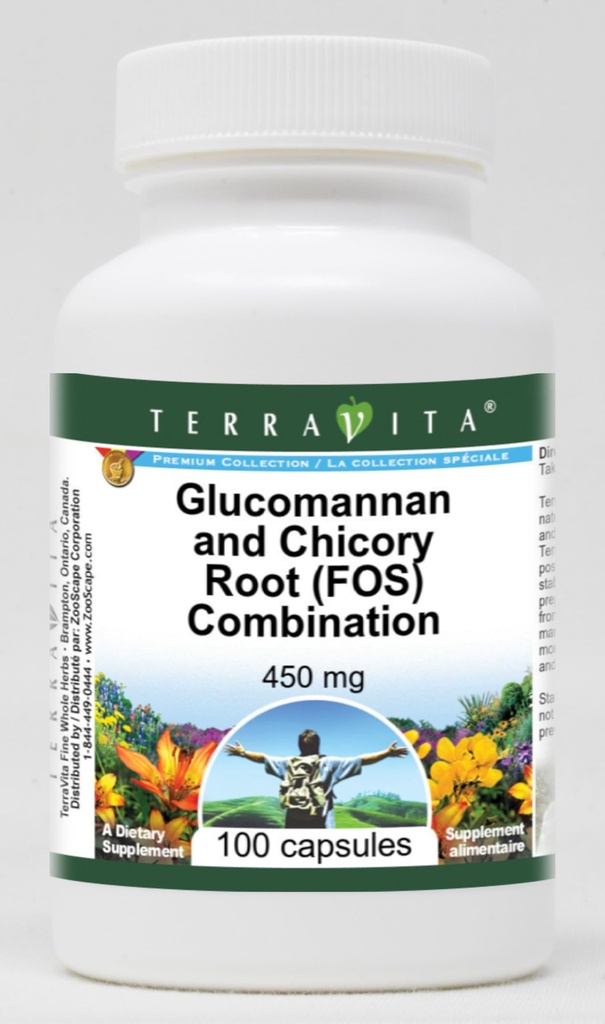 Glucomannan과 Chicory 뿌리 (FOS) 조합 - 450 mg (100 캡슐, ZIN: 517028)