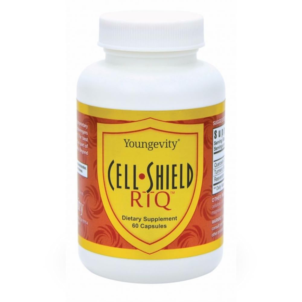 Youngevity Cell Shield RTQTM - Turmeric Curcumin (95% Circuminoids), Quercetin, 일본 Knotweed - 높게 Bioavailable 산화 방지제 혼합 - 60 캡슐