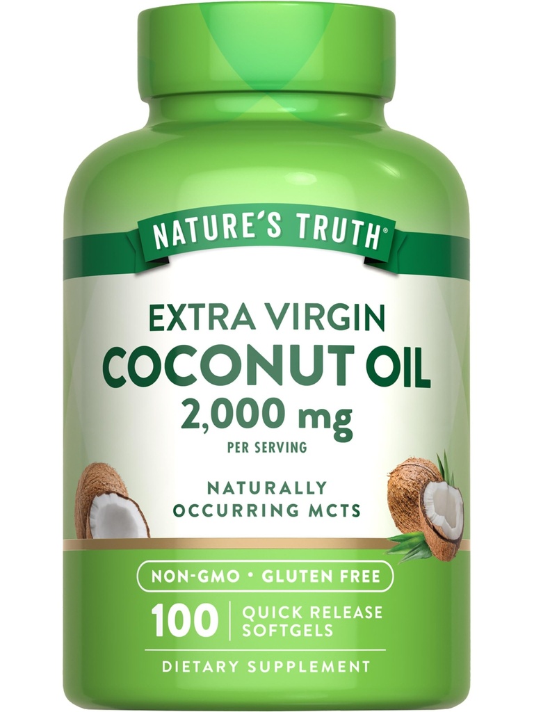 자연의 진실 코코넛 오일 보충 | 100 Softgels | Naturally Occurring MCTs | Non-GMO & 글루텐 무료