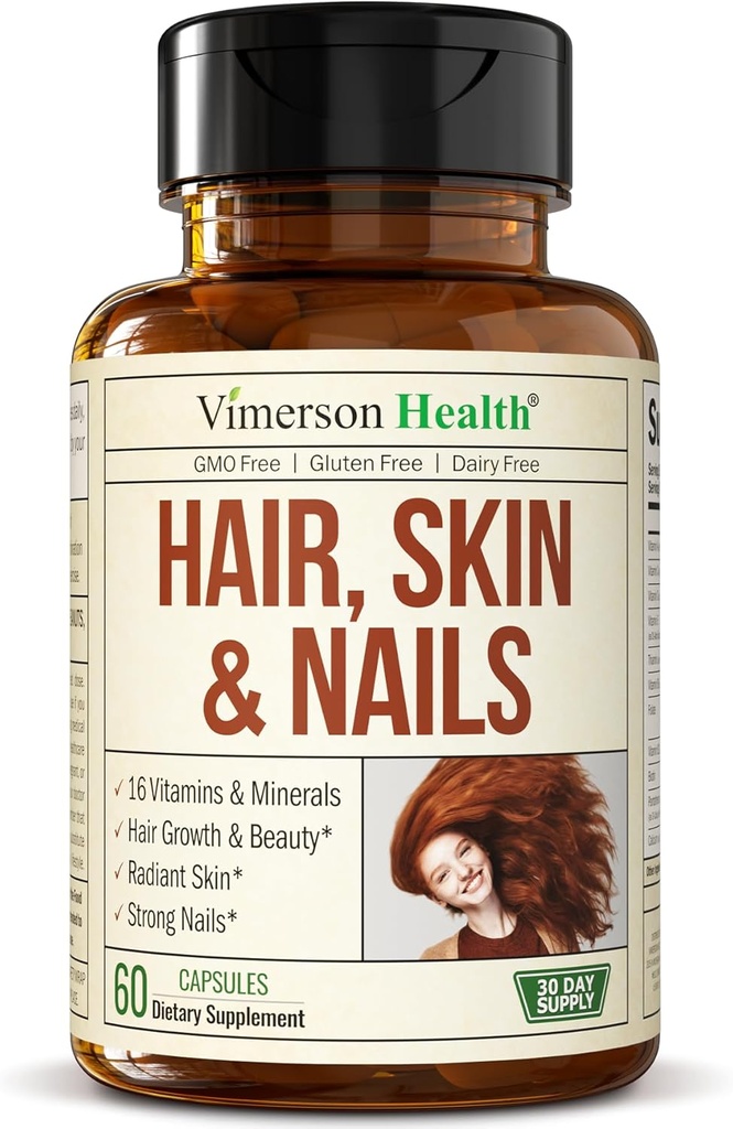 Biotin Hair, Skin & Nails Vitamins for Women & Men. 교원질을 지원하는 비타민 C를 포함합니다. 강한 머리, Radiant 피부 & 못 성장을 위한 보충교재. 여성을 위한 Biotin & Folate 보충교재. 60 캡슐