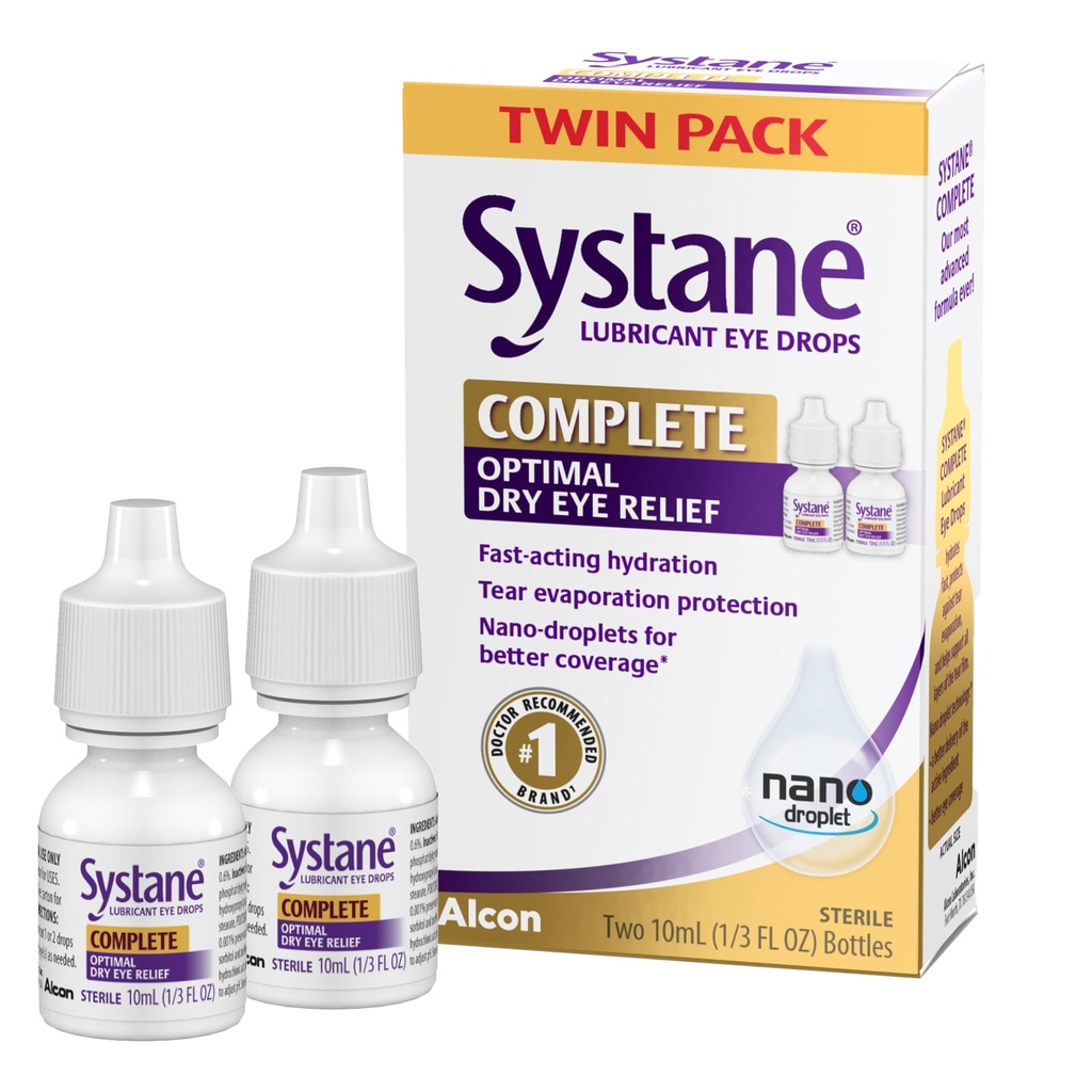 Systane 완전한 Lubricant 눈 강하, 0.34 Fl Oz, 쌍둥이 팩 (팩의 2)