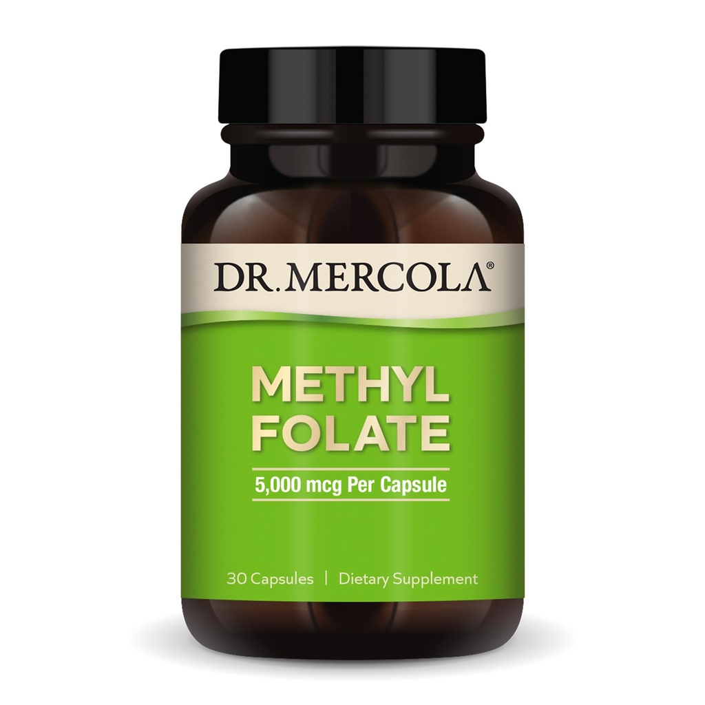 Mercola Methyl Folate 박사 - 해독 및 세포 건강 지원 - 5-MTHF Folate - Bioavailable 공식 - 5 mg - 30 캡슐