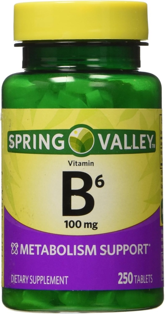스프링 밸리 - 비타민 B-6 (Pyridoxine) 100 mg, 250 정제