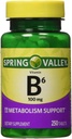 스프링 밸리 - 비타민 B-6 (Pyridoxine) 100 mg, 250 정제