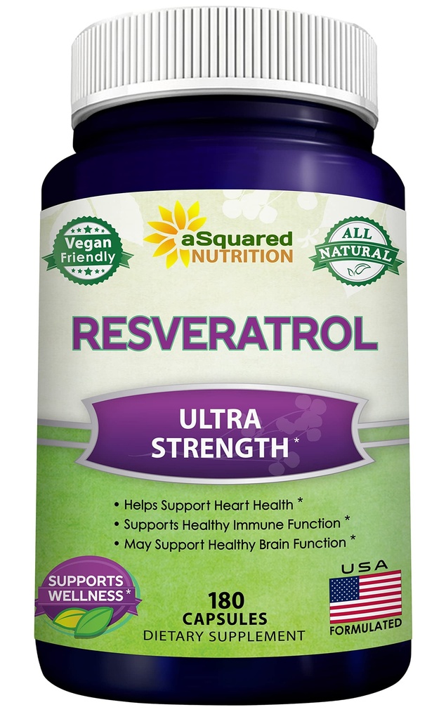 100% 자연적인 Resveratrol - 1000mg 서빙 최대 힘 (180의 캡슐) 산화를 억제하는 보충교재, 심장 건강 & 순수한, 폴리페놀을 위한 trans-Resveratrol 알약