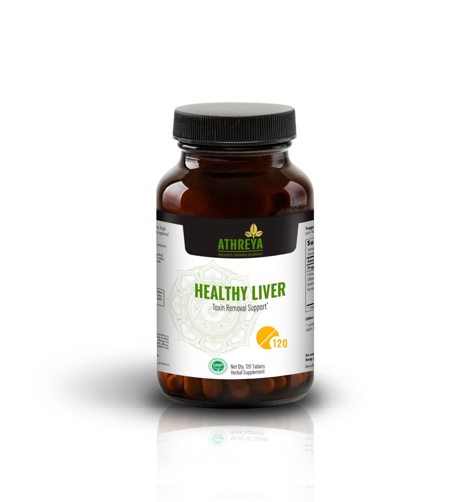 Athreya Herbs Healthy Liver Tablets | 120 정제 | Ayurvedic Herbal Blend Supports Toxin Removal | Supports Liver Care | 운영되는 Liver-Immune|Vegan, Non-GMO | 30 일 공급