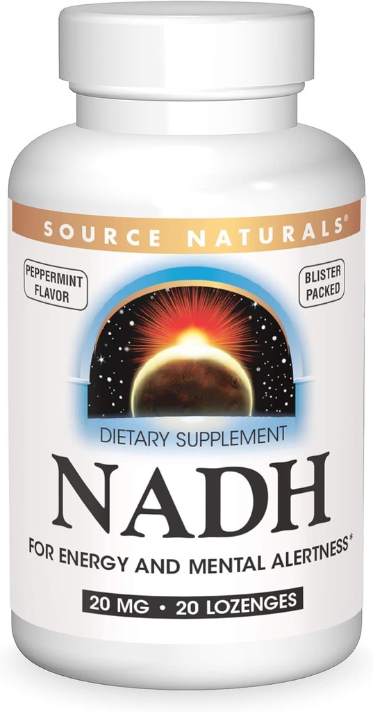 Source Naturals NADH 20mg, 부스트 에너지 및 정신 건강 * - 20 Lozenges