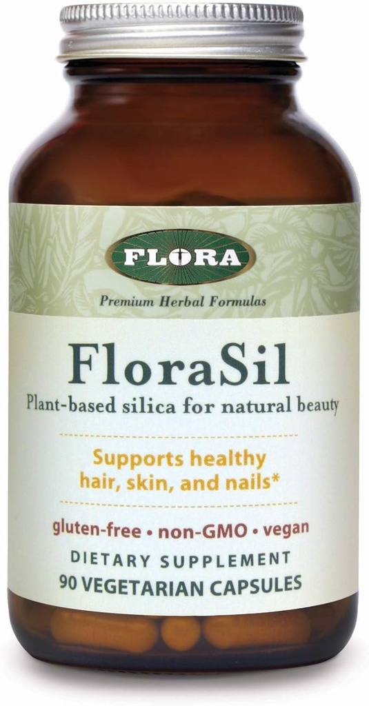 Flora FloraSil 90 Veg 캡슐 - 건강한 머리카락, 피부 및 손톱을위한 말 꼬리 추출물과 실리카 보충 * - Collagen Formation 지원