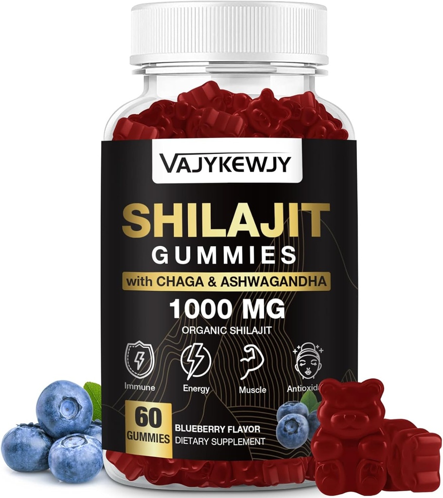 1000 MG Shilajit Gummies, 85 + Trace 무기물, Fulvic 산, Men & Women, Shilajit 수지, Shilajit Himalayan 유기, 두뇌, 면역성, 60 조사를 가진 유기 Shilajit Gummies