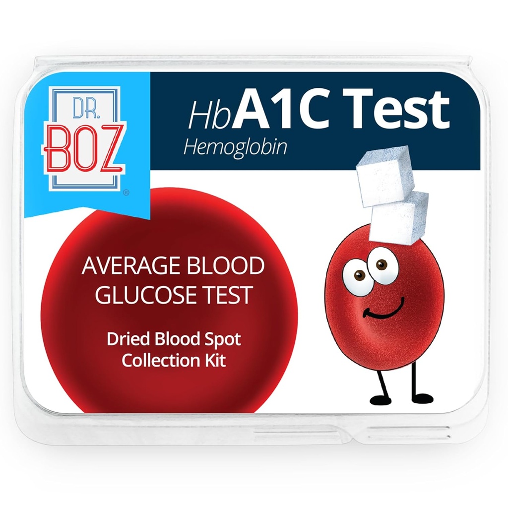 박사 Boz - Hemoglobin A1C 홈 테스트 키트 - 실험실 결과가있는 혈액 수집 키트 - 혈액 설탕 및 hbA1c 레벨 - Lancets, 붕대, 알코올 닦음, 봉투 - 미국에서 만든 - 당뇨병 케어 및 셀프 케어