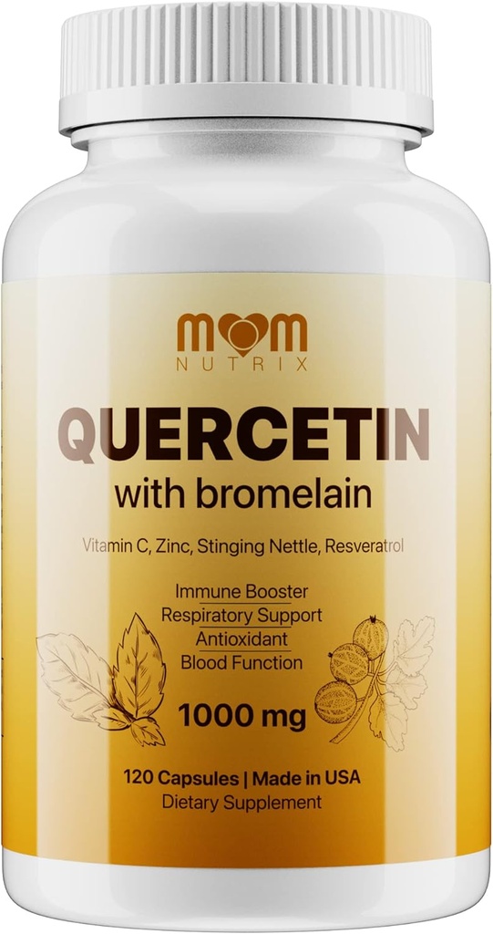 Bromelain과 고급 Quercetin - Elderberry, Sting Nettle, Resveratrol, 아연, 비타민 C 및 D - 미국에서 만든 120 캡슐