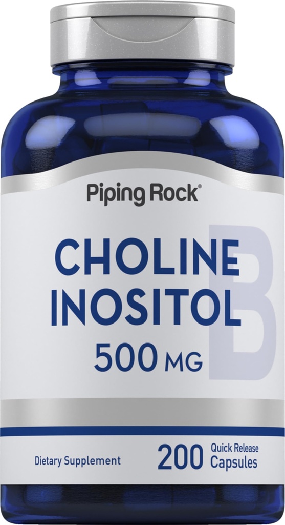 Piping Rock Choline Inositol 보충제 | 500mg | 200 캡슐 | Choline Bitartrate & Myo-Inositol | Non-GMO, 글루텐 프리