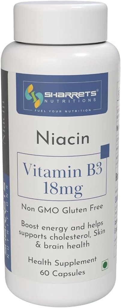 일반 비타민 B3 Niacin 보충 -60 캡슐 에너지 부스트.