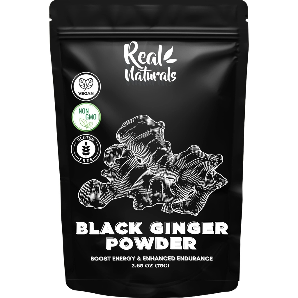 블랙 생강 분말 (2.64 Oz) kaempferia parviflora Real Naturals. 에너지 및 체력 향상