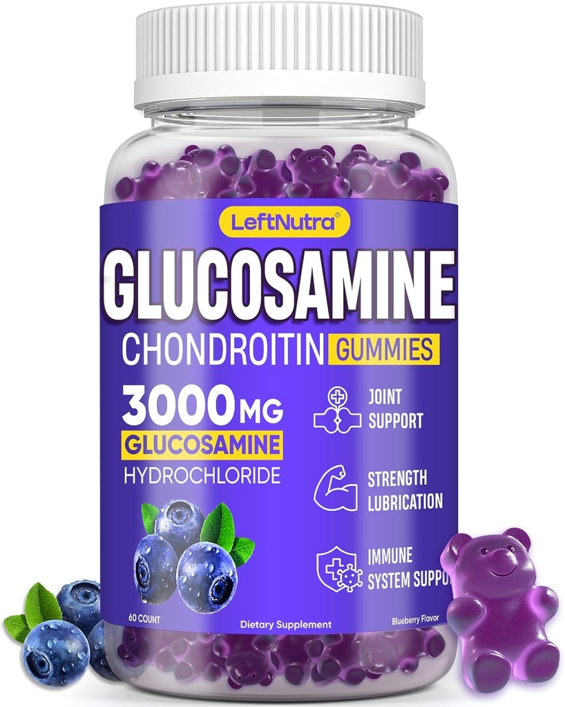 글루코사민 Chondroitin Gummies 3000mg의 진보된 글루코사민 Chondroitin Msm의 합동 지원 보충교재, 산화 방지제 면역성 지원, 뼈 및 합동 융통성, 힘 및 기동성, 블루베리 풍미