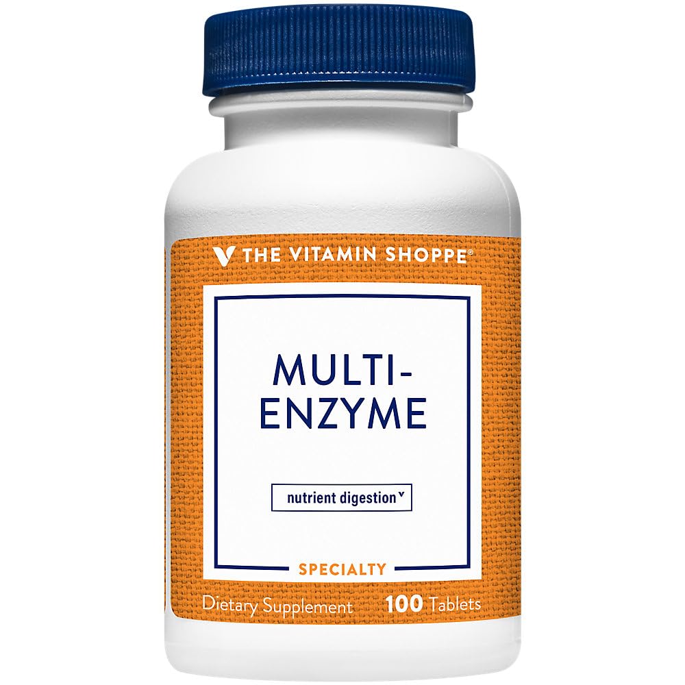 비타민 Shoppe Multi Enzyme - 단백질, 탄수화물 및 지방 (100 정제)의 소화 및 흡수를 지원합니다.