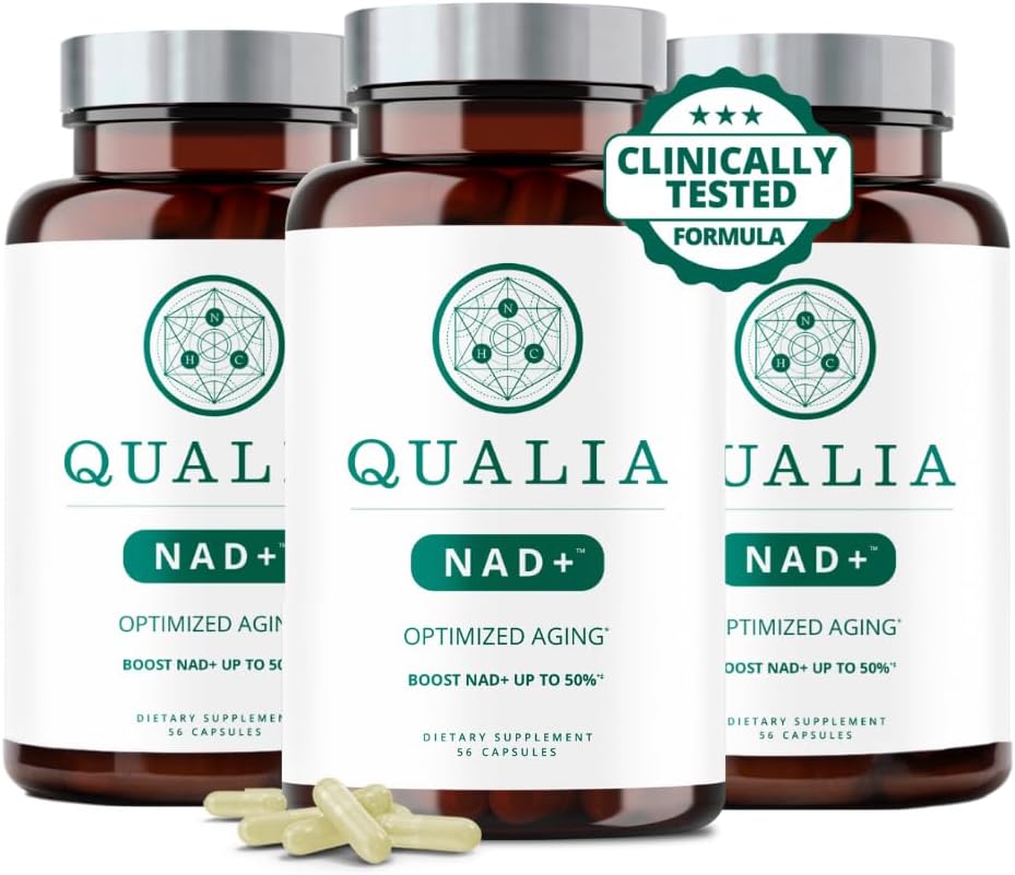Qualia NAD 보충 - 임상적으로 입증 된 NAD + 최대 67%. 최적화 된 노화, 에너지, 초점. 엘리트 NAD + 부스터 재료 : Nicotinamide Riboside (NIAGEN,) Niacin, Niacinamide (3 개월 공급)