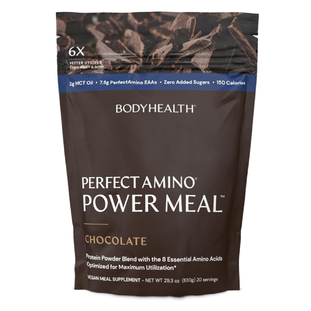 BodyHealth PerfectAmino Power Meal Shake MCT Oil Carb 10과 완벽한 아미노산 단백질베이스 (20 서빙)