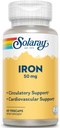 Solaray Iron 50 mg | 건강한 순환, 심혈관 기능 및 적혈구 건강 지원 | 60 VegCaps