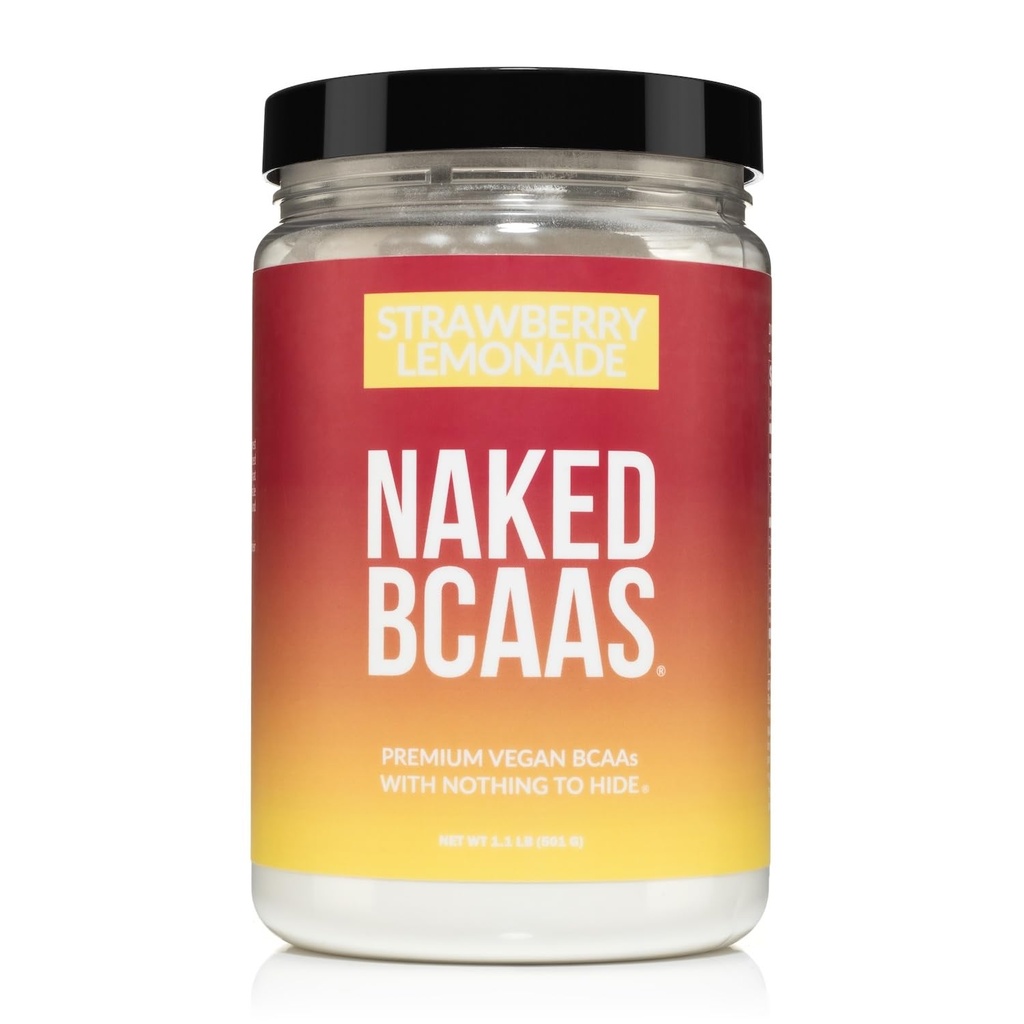 NAKED Strawberry Lemonade BCAAs 아미노산 분말, 100% 순수한 2:1: 1개의 공식, Vegan 분지된 사슬 아미노산, 즉시로 처리되는 모든 자연적인 BCAA 분말 보충교재 - 501 그램, 34의 서빙