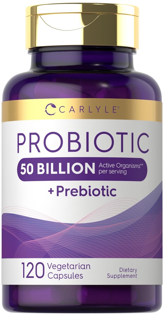 Prebiotics의 Carlyle Probiotics | 120 캡슐 | 50 억 활성 기관 | 비 GMO & 글루텐 무료 보충