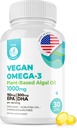 DR. MORITZ Vegan Omega-3 Softgels 성인과 아이, DHA EPA를 가진 조류 기름에서 만드는, 작은 조류 오메가 3 보충교재, 채식주의자, 30 조사
