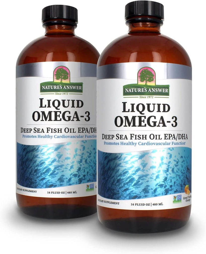 Nature's Answer Liquid Omega-3 | EPA/DHA 규정식 보충교재를 가진 심해 생선 기름 | 심혈관 지원 | 보존제 없음 & 글루텐 자유로운 16oz (포장 2)