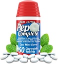 완전한 Chewable 산성 흡진기 - Heartburn Ease, 산성 흡진기, Heartburn Chews, 2 팩 50 Ct Antacid 정제 Chewable On The Go Pill Case (Mint 100ct)