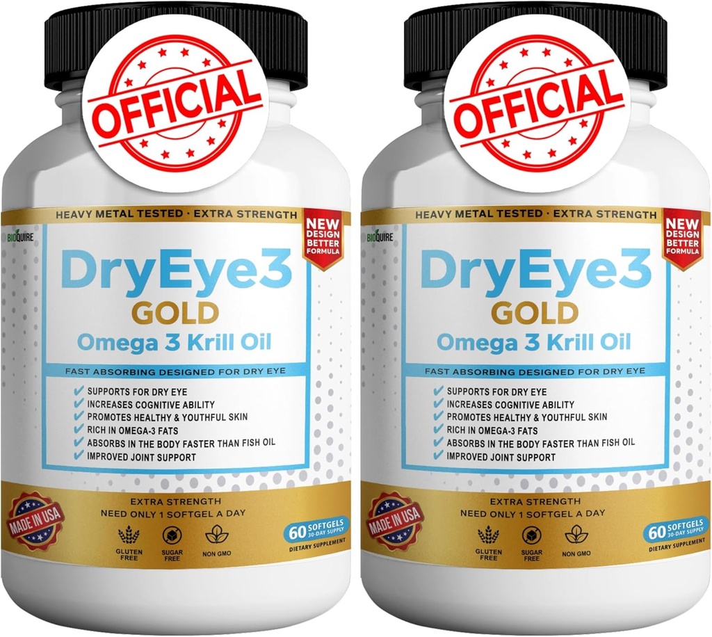 건조한 눈 3 금 Omega 3 Krill 기름 여분 힘, 60 Softgels의 건조한 눈 지원, 비 GMO, 글루텐 자유로운, 설탕 자유로운 (2)