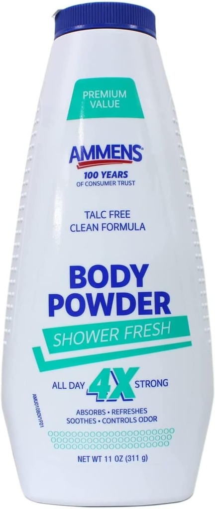 Ammens Medicated 분말 샤워 신선한 11 oz (포장 2)