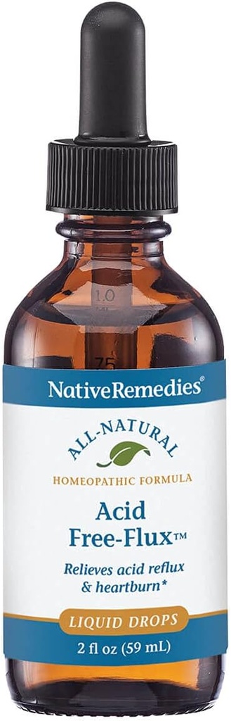 Native Remedies Acid Free-Flux - 자연적인 Homeopathic Remedy Temporarily Relieves Heartburn, Indigestion 및 Discomfort After Eating - 59 mL