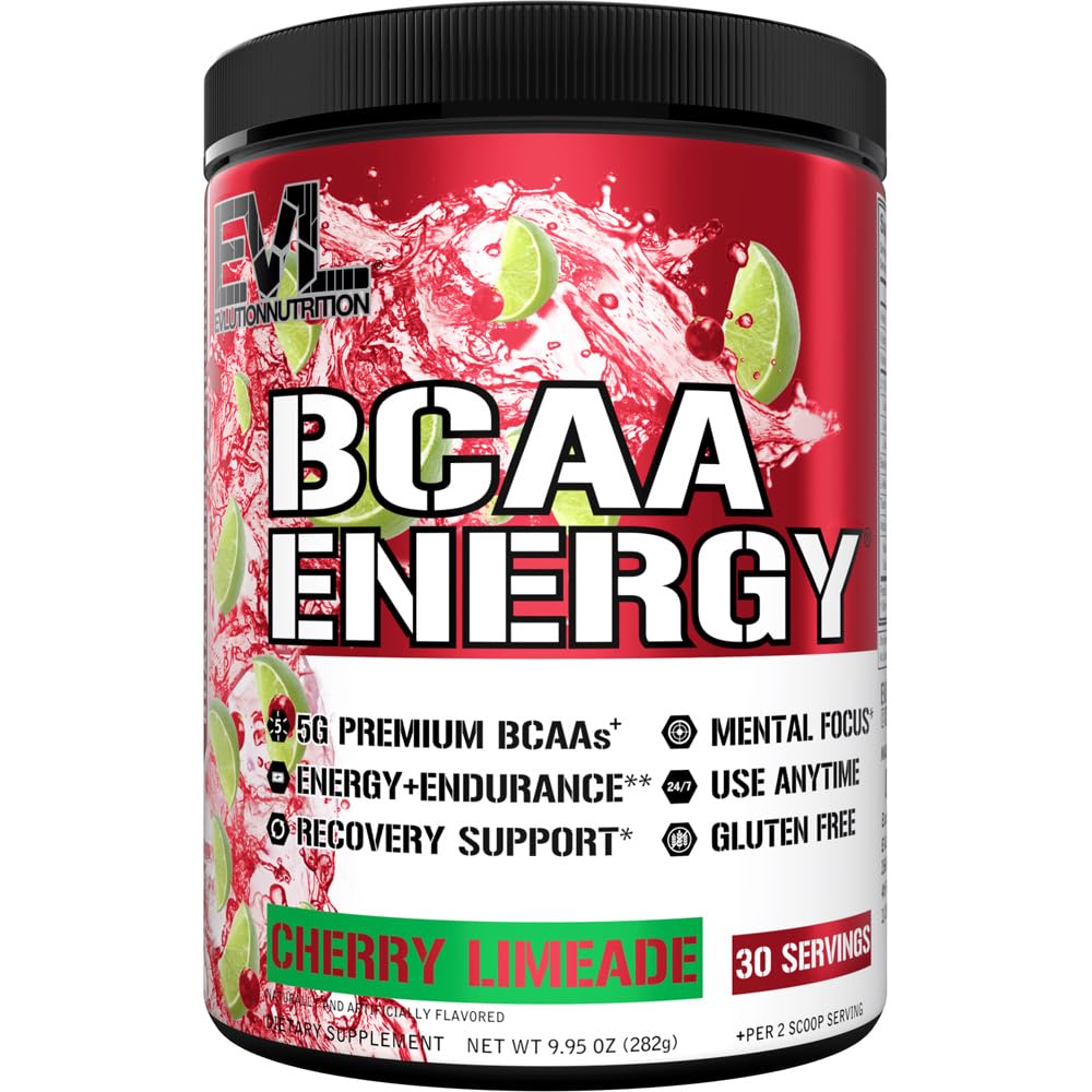 EVL BCAAs 아미노산 분말 - 근육 회복 Lean 성장과 내구시간을 위한 BCAA 에너지 전 운동 분말 - 자연적인 카페인을 가진 포스트 운동 회복 음료를 rehydrating - 버찌 Limeade