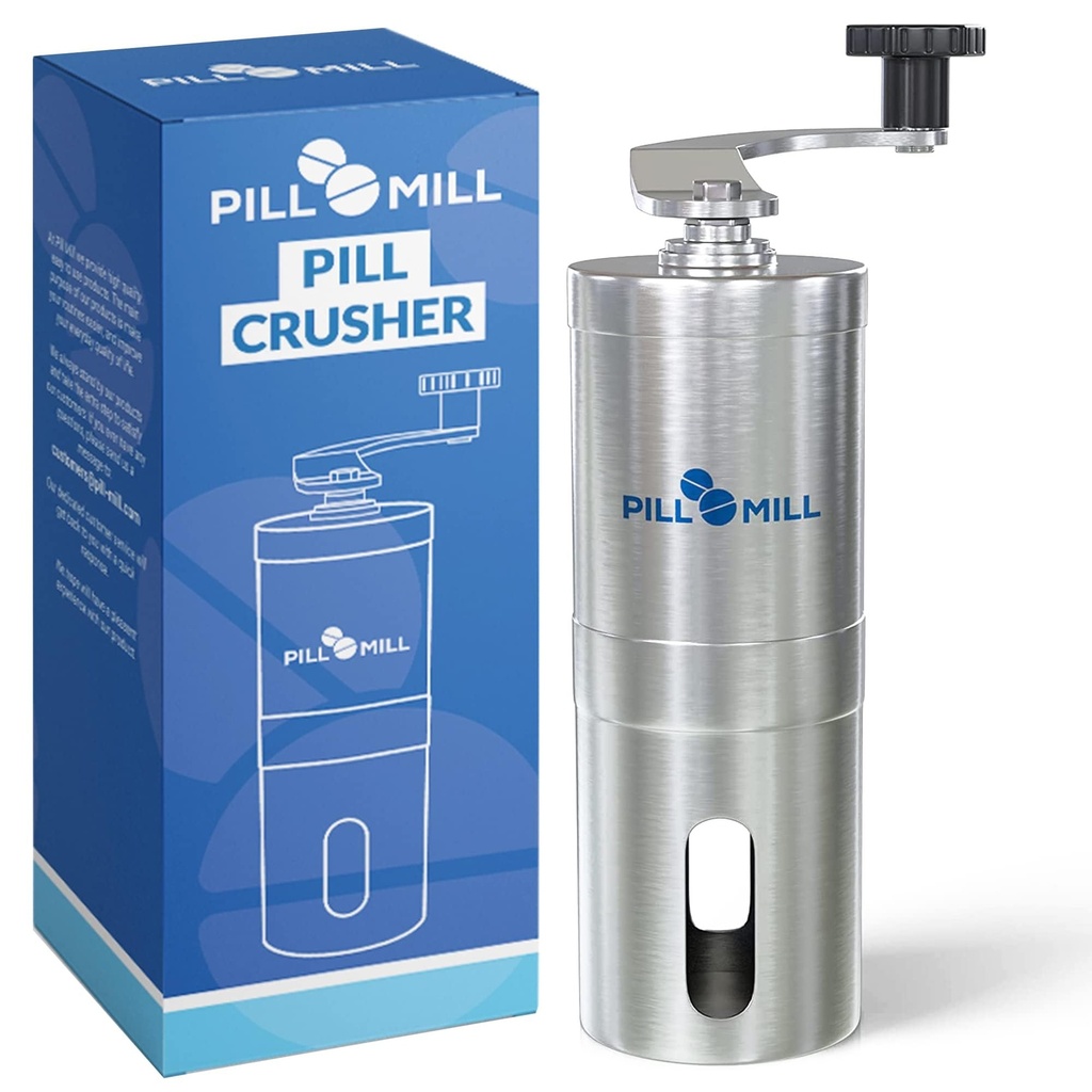 Pill Mill Pill Crusher - 정밀한 분말에 여러 정제를 분쇄 - 금속 Pill Grinder - 여행에 적합한 태블릿 Pulverizer - 훌륭한 Feeding Tube 사용 및 애완 동물