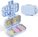 MEACOLIA Triple Folding Pill 주최자, 9 Compartments Travel Pill Case with 대형 용량, 매일 Pill Box Vitamin, Cod Liver Oil, Supplements (Blue) 용 작은 Pill Container