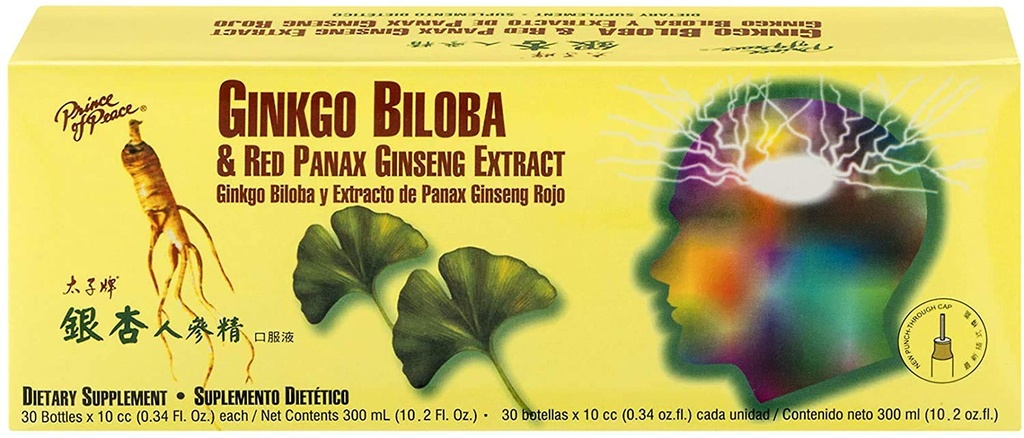 평화 은행나무 Biloba 및 빨간 Panax 인삼 추출물, 30 병 0.34 온스