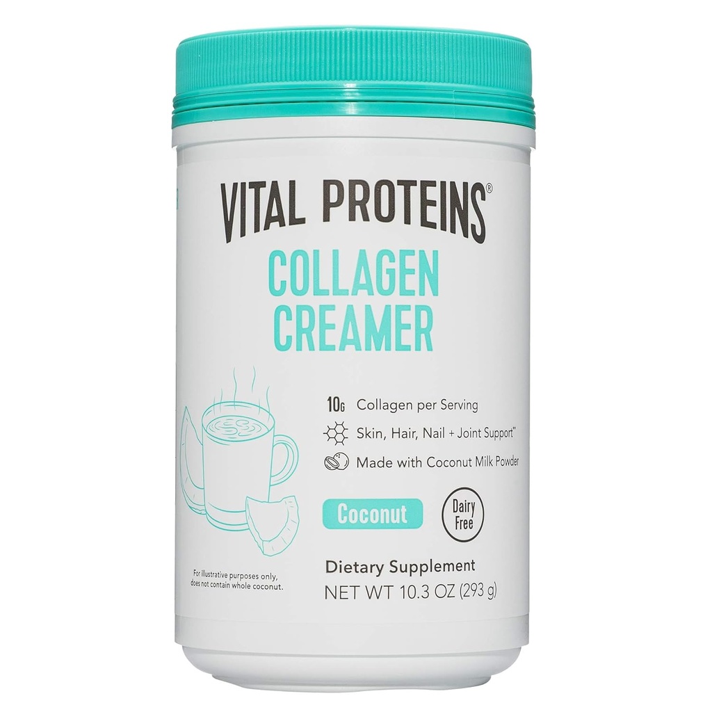 Vital Proteins Collagen Coffee Creamer, Non Dairy & Low Sugar Powder with Collagen Peptides Supplement - 건강한 모발, 피부, 에너지 절약 MCT와 손톱 지원 - 코코넛 10.3oz