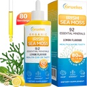 Sea Moss & Ashwagandha Root Drops - 10X Stronger Seamoss & Ashwagandha for Women & Men, Mood, Immunity, Digestive, Energy, Skin, Hair Joint (Lemon Flavour - 80 서빙