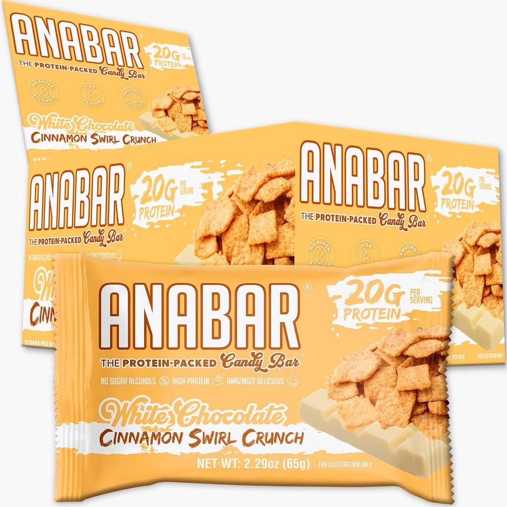 FINAL BOSS PERFORMANCE ANABAR Anabar Protein Bar, 전체 음식 성능 놀라운 Tasting Real Food, No Fillers, 21 Grams of (12 Bar) (화이트 초콜릿 cinnamon Swirl Crunch)