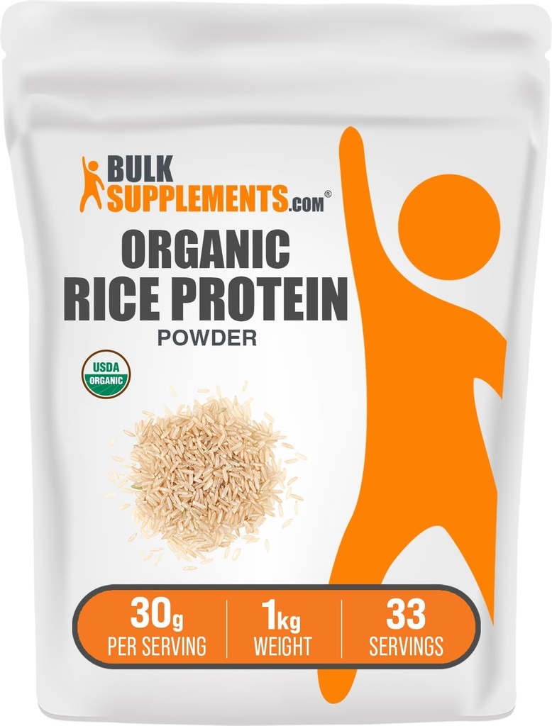 BulkSupplements.com 유기 쌀 단백질 분말 - Vegan 식물 단백질, 불연 - Vegan & Gluten 무료, 서빙 당 30g, 1kg (2.2 파운드) (팩 1)